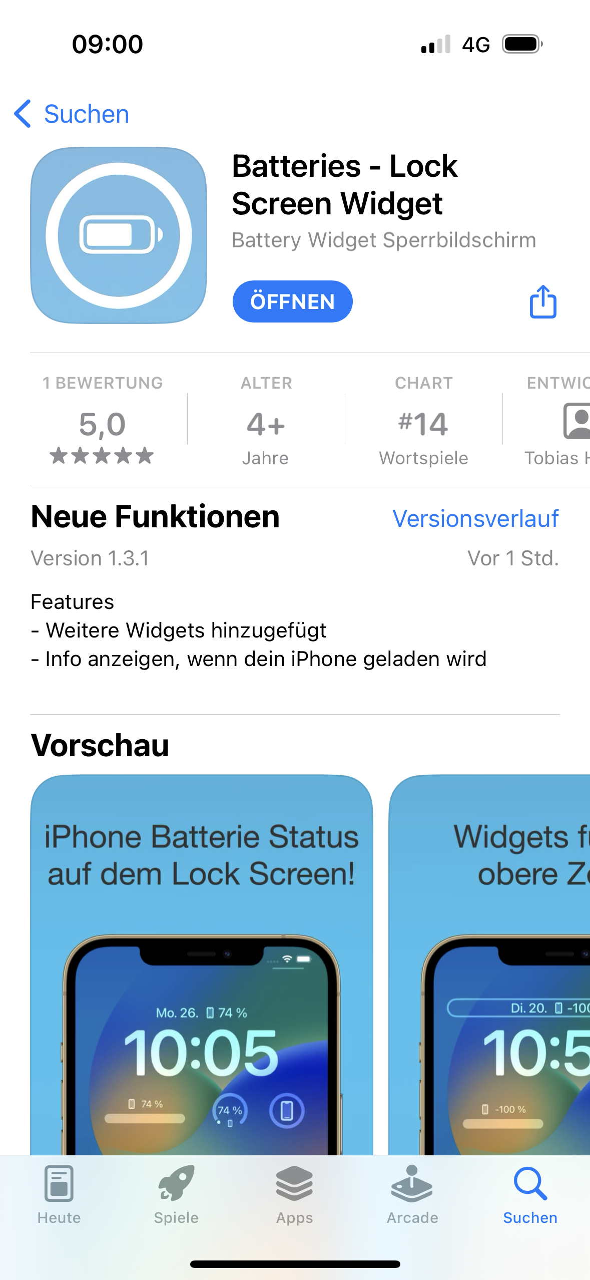 New app: Batteries Lock Screen widgets – Tobias Hauß